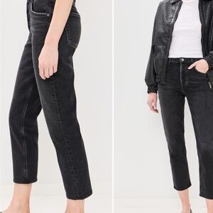 Agolde Riley High Rise Straight Crop Jeans Panoramic Black Wash Denim